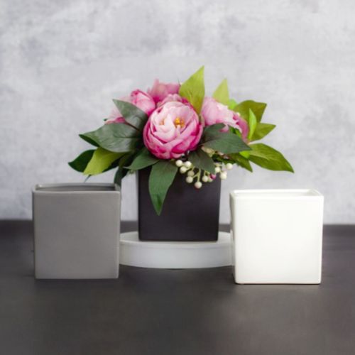 Cube Pot Satin Charcoal