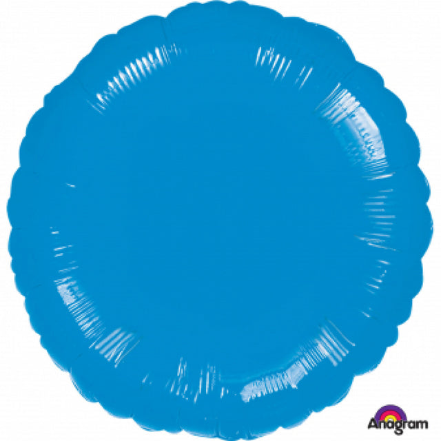 45cm metallic blue self-sealing foil balloon, perfect for birthdays and weddings, adds elegance to any celebration.