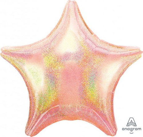 Holographic star foil balloon in pastel pink, 45CM, perfect for celebrations and themed events.