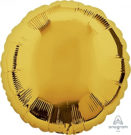 Metallic gold self-sealing foil balloon, 45cm, perfect for elegant celebrations and festive occasions.