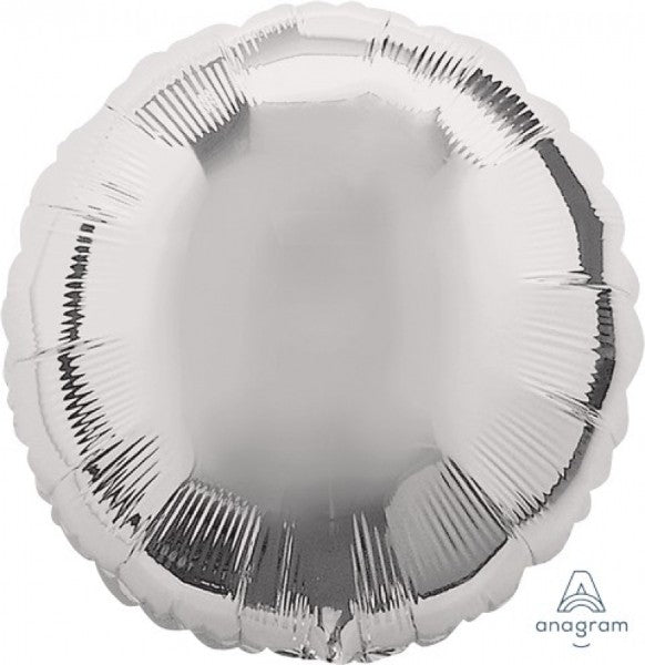 45cm metallic silver foil balloon, self-sealing, perfect for elegant celebrations and easy decoration.