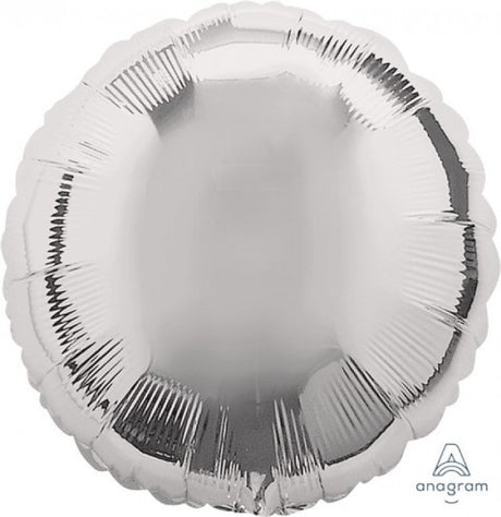 45cm metallic silver foil balloon, self-sealing, perfect for elegant celebrations and easy decoration.