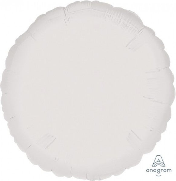 Metallic White foil balloon, 45cm, self-sealing for easy use, perfect for elegant celebrations and event decor.