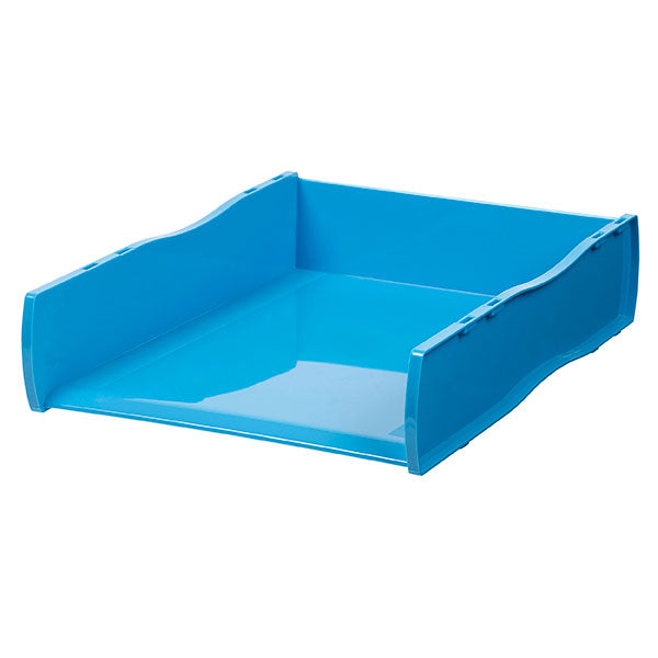 Elegant marine document tray, sturdy and stackable, perfect for contemporary office organization.