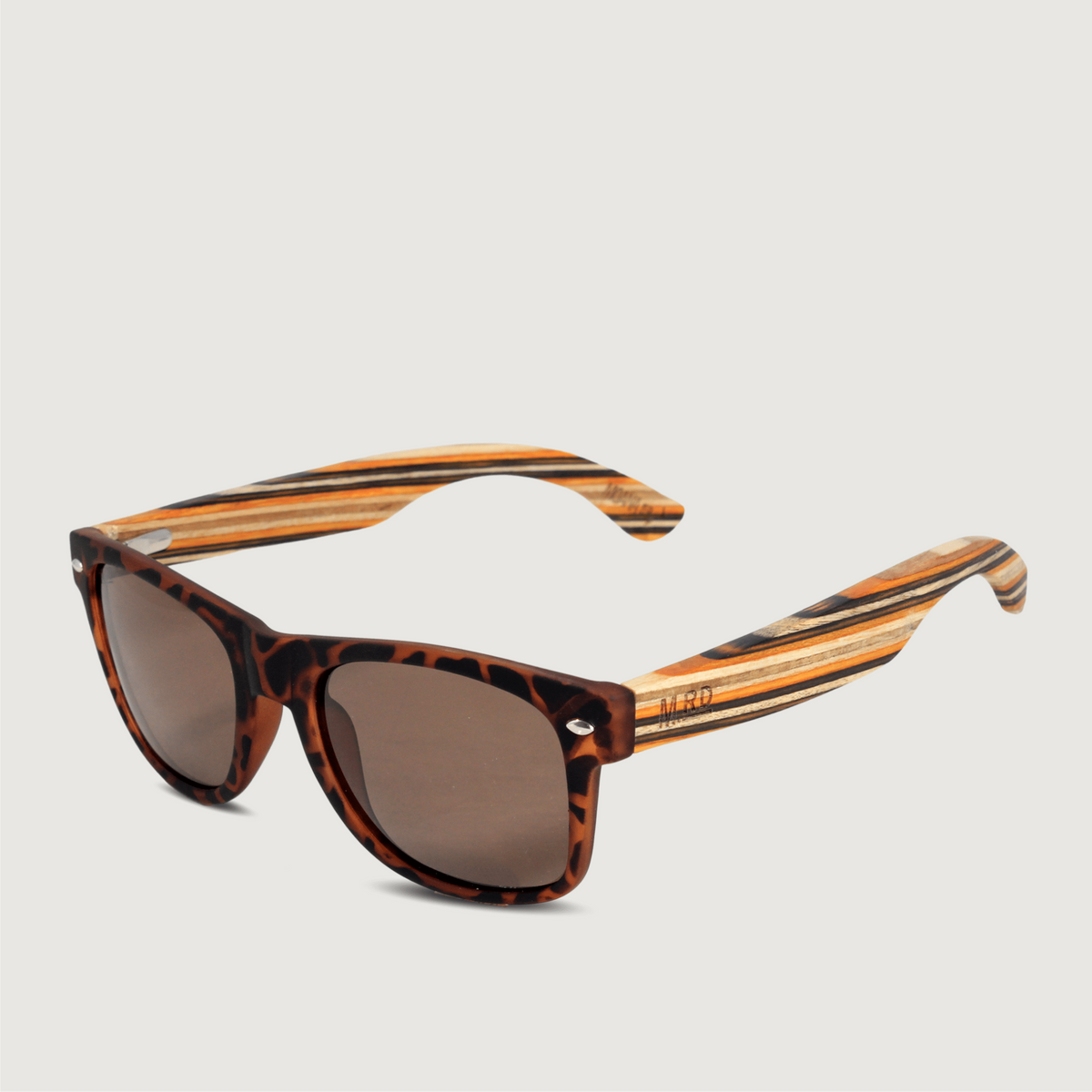 Moana Road - Wooden Arms Sunglasses - 50/50s - Tortoise w/ Striped Arms