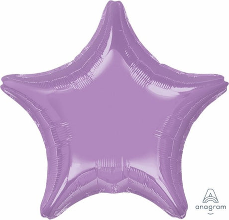 Lavender star-shaped foil balloon, 45cm, self-sealing for easy inflation, perfect for elegant celebrations and decorations.