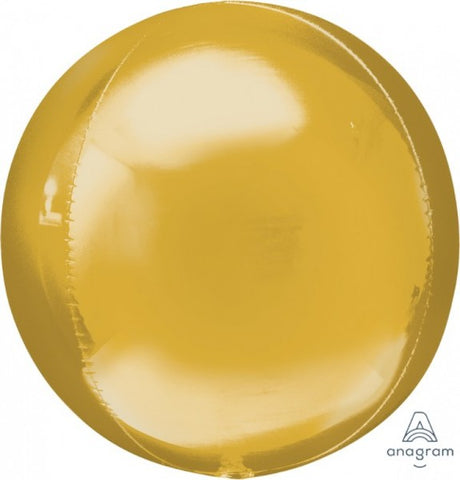 Gold Orbz Balloon, 38cm x 40cm, self-sealing foil, perfect for celebrations and elegant decor.