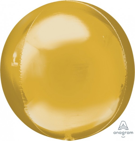 Gold Orbz Balloon, 38cm x 40cm, self-sealing foil, perfect for celebrations and elegant decor.
