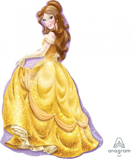 Supershape foil balloon featuring Disney Princess Belle, 60cm x 99cm, perfect for themed parties and celebrations.