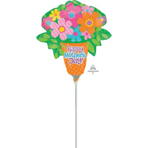 Mini foil balloon for Mother's Day featuring bright flowers, perfect for festive decor and heartfelt surprises.