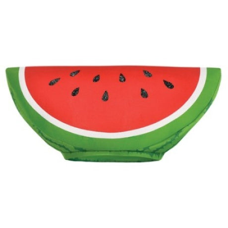 Whimsical watermelon-patterned fabric hat, measuring 9.5 x 18 inches, perfect for summer fun.
