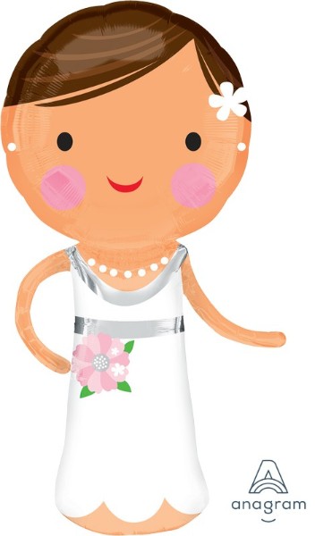 Xtra-large self-sealing foil balloon shaped like a lovely bride, perfect for weddings and bridal celebrations.