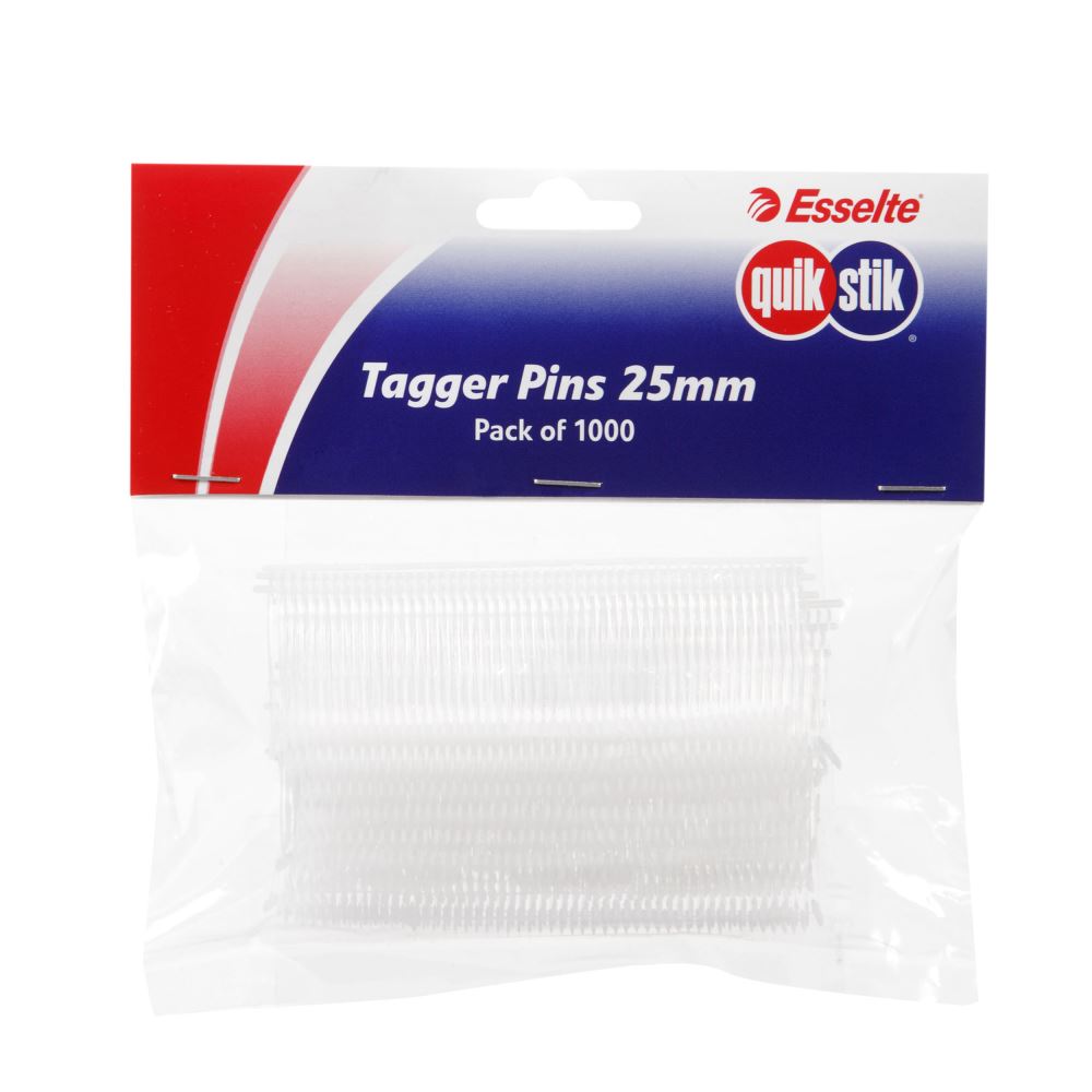 Quikstik Pins Tag Fine 25mm pack of 1000, ideal for secure labeling on soft fabrics with easy insertion and reliability.