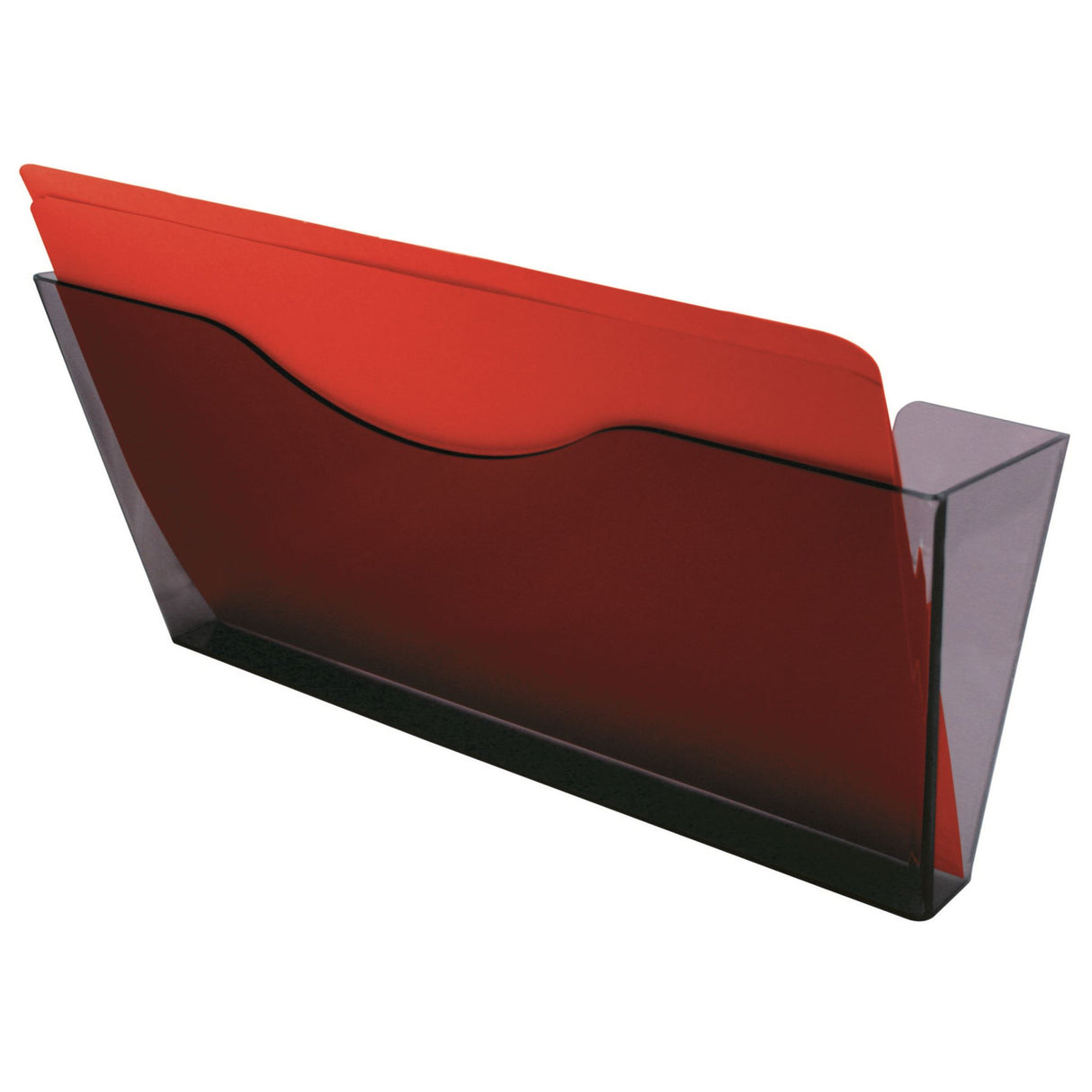 Esselte Wall Mount Document Pocket in smoke color, designed for organizing foolscap documents in modern workspaces.