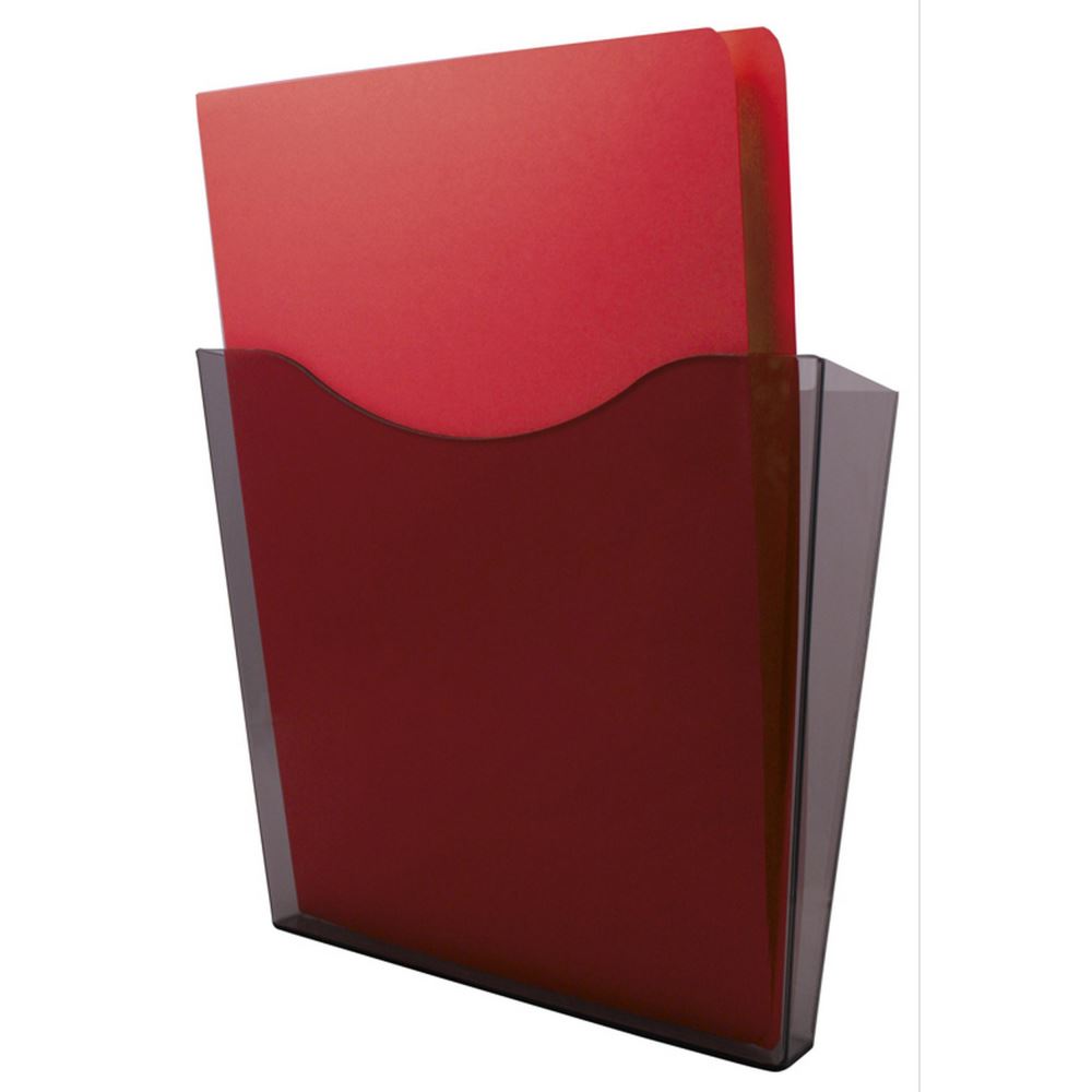 Esselte Wall Mount Document Pocket in smoke, stylishly organizing files in a portrait format for easy access.