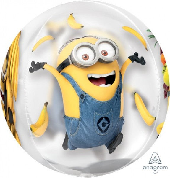 Xtra large clear foil balloon featuring Despicable Me characters, perfect for parties and celebrations.