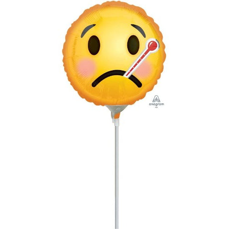 22cm Get Well Emoticon foil balloon featuring a cheerful design, perfect for brightening someone's recovery day.