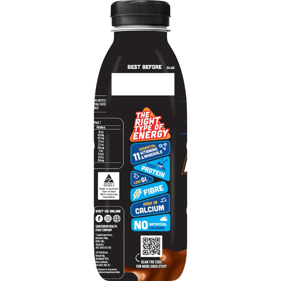 Sanitarium Up & Go Flavoured Milk Protein Energize Choc Hit Bottle 500mL