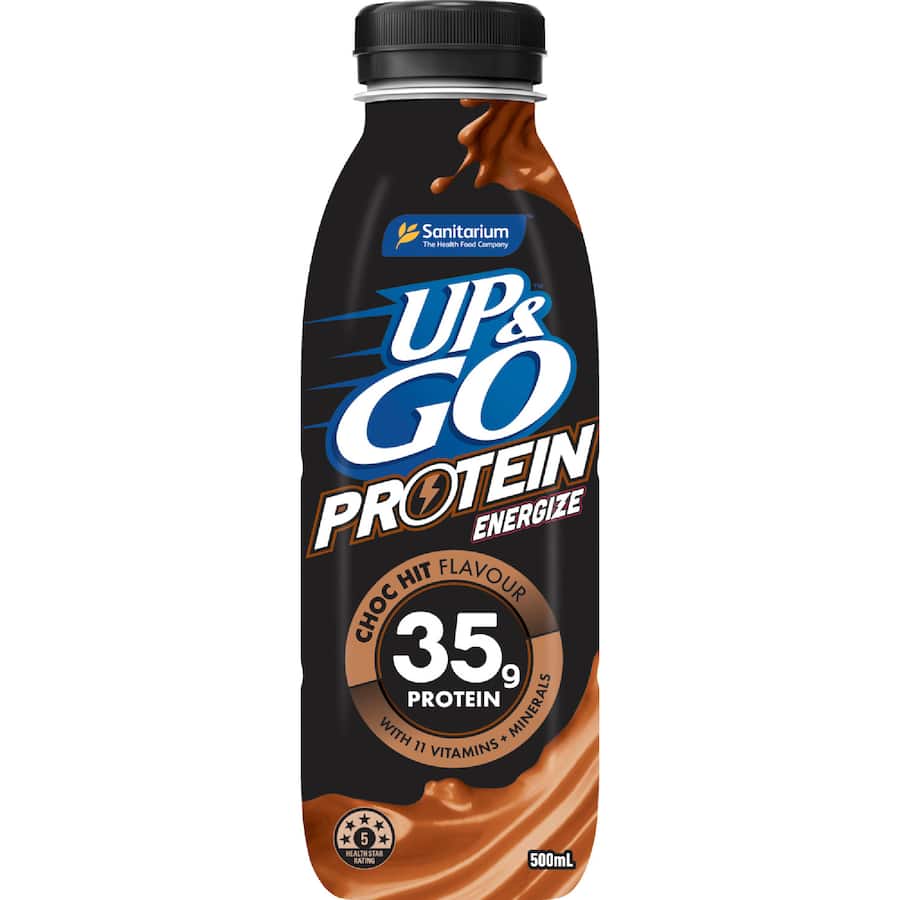 Sanitarium Up & Go Flavoured Milk Protein Energize Choc Hit Bottle 500mL