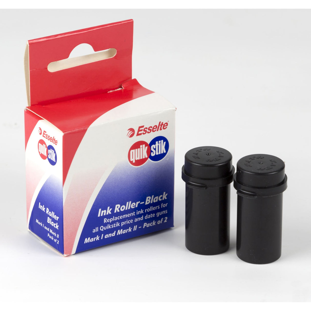 Quikstik Black Ink Rollers Pack of 2 for Mark I and II price guns, ensuring clear and professional labeling.