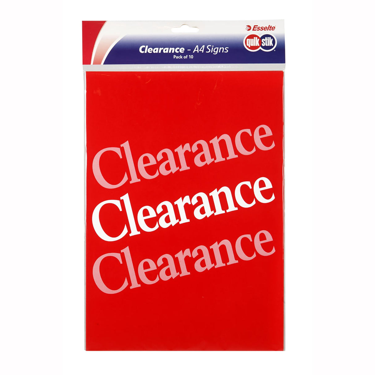 Vibrant A4 clearance signs in a pack of 10, perfect for promoting sales and attracting attention in retail environments.