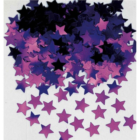 Mini stars in shimmering silver and vibrant purple confetti for festive celebrations and DIY projects.