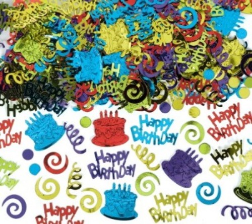 Colorful confetti pieces for birthday celebrations, perfect for invitations, decorations, and scrapbooking.