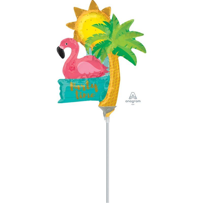 Mini flamingo foil balloon for tropical parties, easy to inflate, perfect for celebrations and vibrant decor.