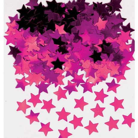 Pink mini star confetti in a 1/4 oz pack, perfect for adding sparkle to celebrations, parties, and crafts.