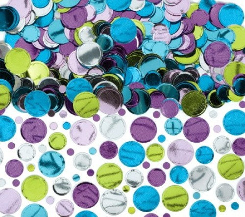 Pastel multi-colored dots confetti for vibrant party decor, perfect for birthdays and celebrations.