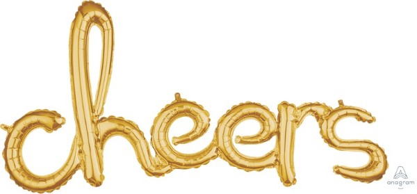 Gold foil balloon with 'Cheers' phrase, perfect for adding elegance to any celebration or party décor.
