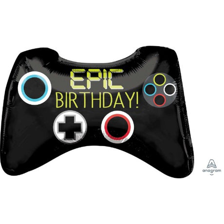 Large controller-shaped foil balloon, 71cm x 45cm, perfect for epic party decorations.