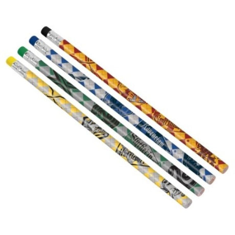 Pack of 12 Harry Potter pencils featuring vibrant designs, perfect for creative writing and artistic adventures.