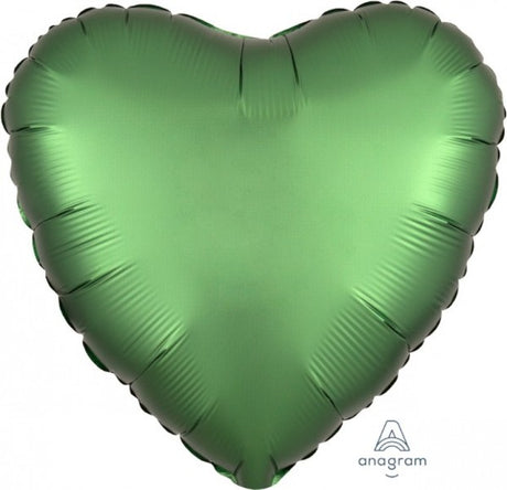 Emerald heart foil balloon, 45cm, self-sealing, luxe satin finish, perfect for elegant celebrations and decor.