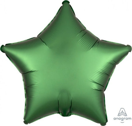Self-sealing 45cm emerald satin star foil balloon, perfect for adding elegance to any celebration or event.