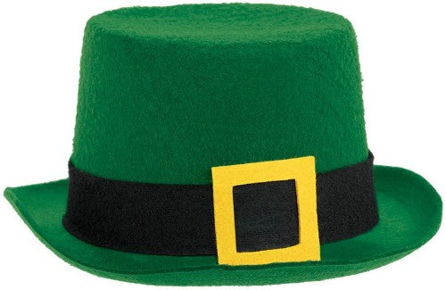 Vibrant green felt top hat for St. Patrick's Day, perfect for parades, parties, and embracing Irish spirit.