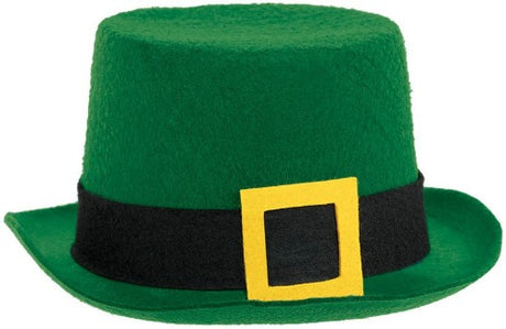Vibrant green felt top hat for St. Patrick's Day, perfect for parades, parties, and embracing Irish spirit.