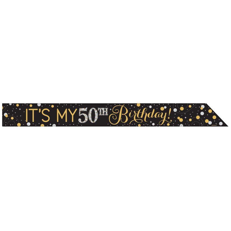 Gold foil sash for customizable age celebrations with 24 stickers, perfect for birthdays and milestones.