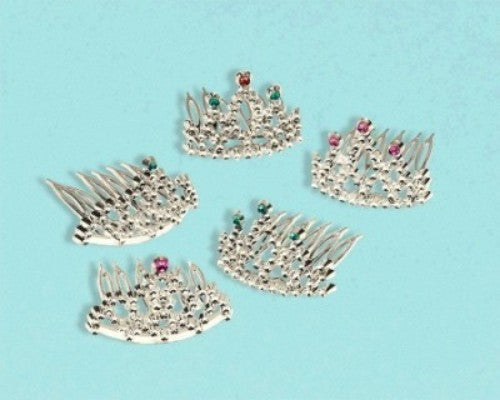 Pack of 8 mini tiaras adding sparkle and elegance to birthday parties and princess-themed events.