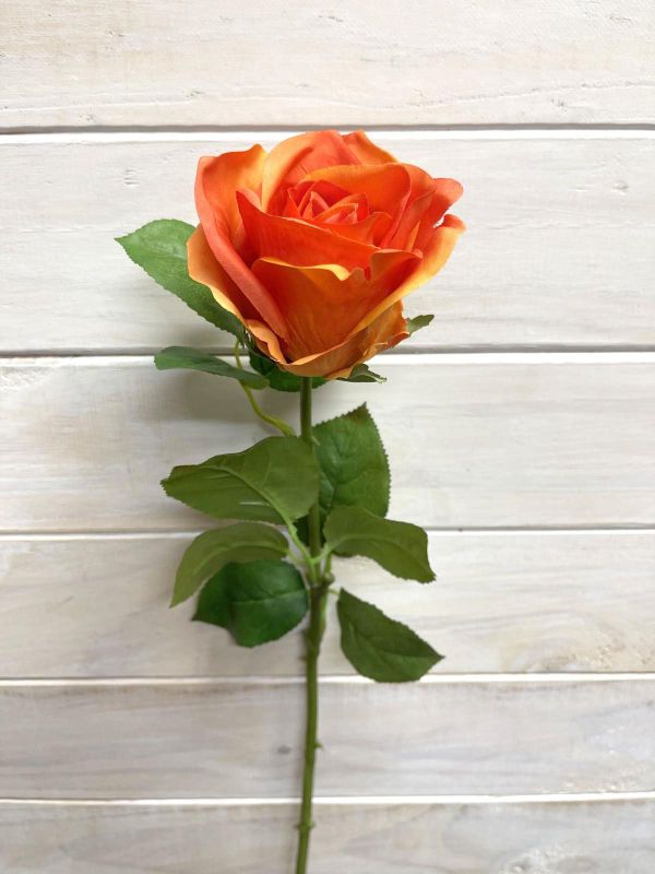 Artificial Flower Stem - Single Alice Rose Bud (Orange)