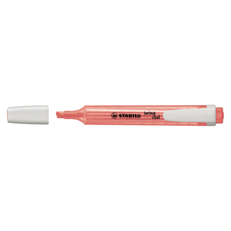 Stabilo Swing Cool Highlighter Red Box 10, featuring 10 vibrant, ergonomic highlighters with anti-dry out technology.