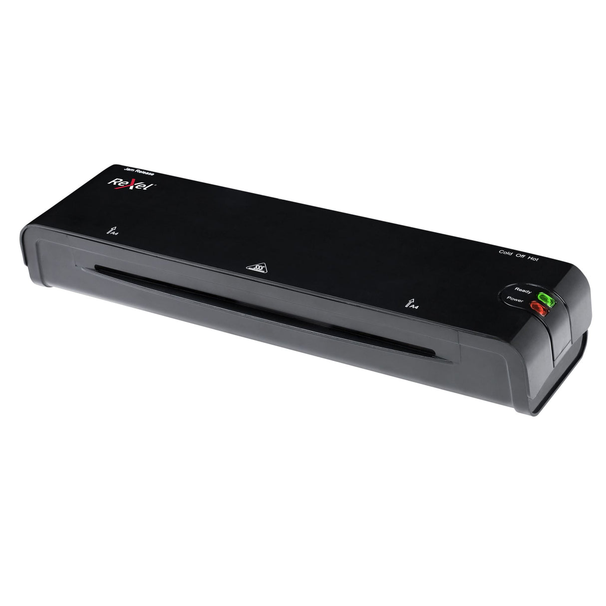 Rexel SG300 A4 Laminator in black, ideal for home and small offices, with 300mm/min speed and 4-minute warm-up.
