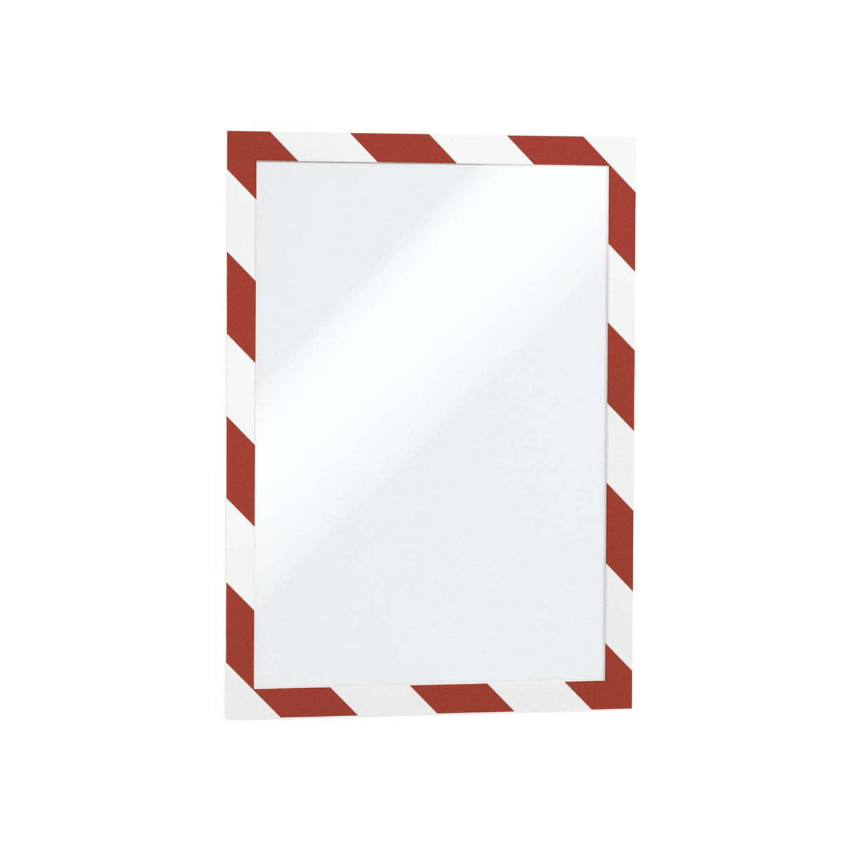 Durable Duraframe A4 Security Frame in Red/White, pack of 2, ideal for displaying safety signs with quick-change magnetic design.