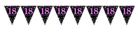 Pink Celebration 18 Banner, 4m x 20cm, perfect for birthdays and parties with elegant design and vibrant pink color.