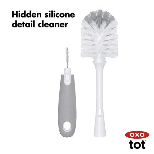 Bottle Brush with Detail Cleaner & Stand - OXO TOT (Pebble)