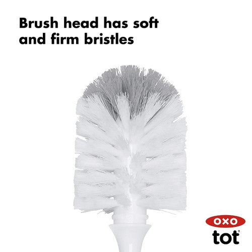 Bottle Brush with Detail Cleaner & Stand - OXO TOT (Pebble)