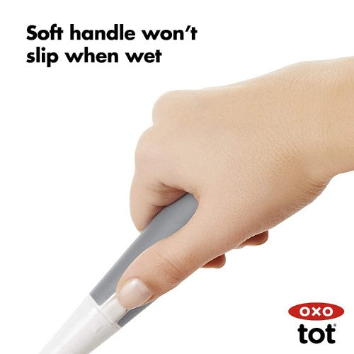 Bottle Brush with Detail Cleaner & Stand - OXO TOT (Pebble)