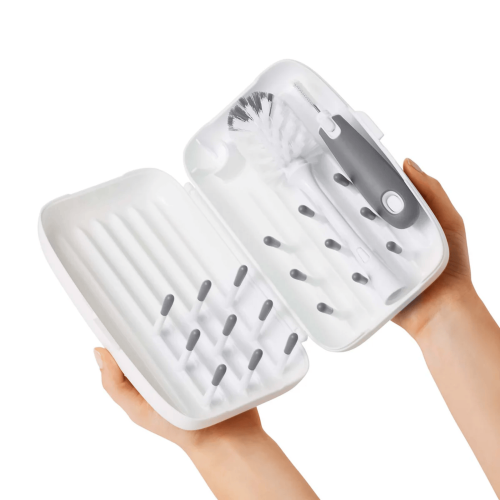 On the Go Drying Rack & Bottle Brush - OXO TOT (Pebble)