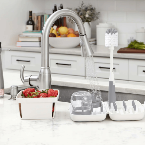 On the Go Drying Rack & Bottle Brush - OXO TOT (Pebble)