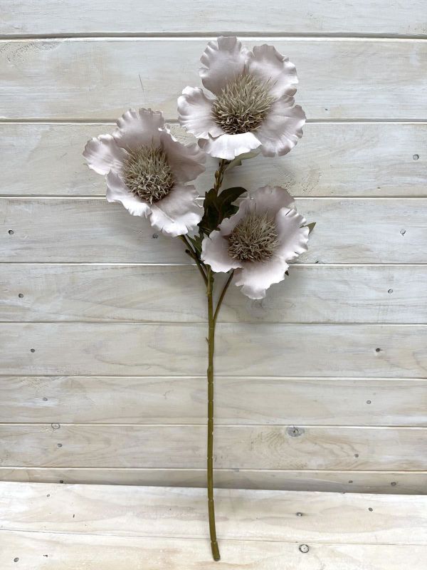 Artificial Flower Spray - Kapok Flower (Grey)